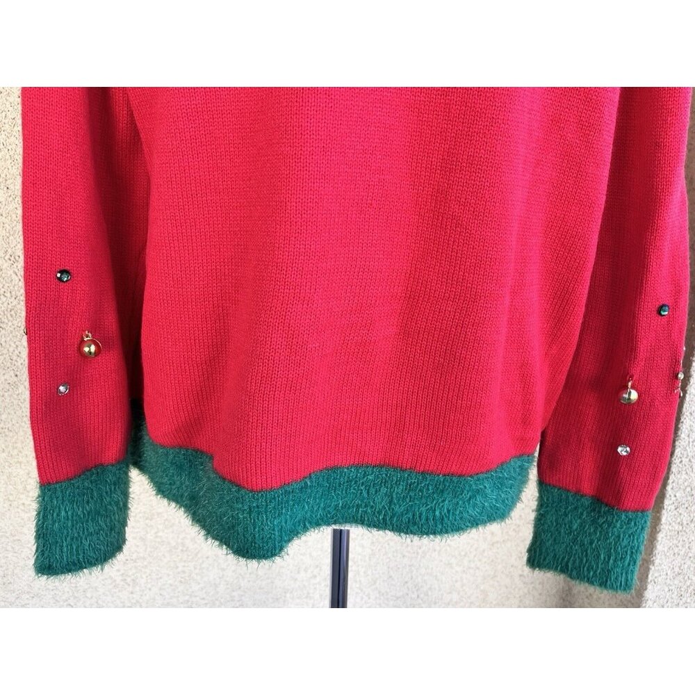 Holiday Time Fun Ugly Christmas Sweater size XL Granny Grandma core 14-16 Red - Picture 8 of 11